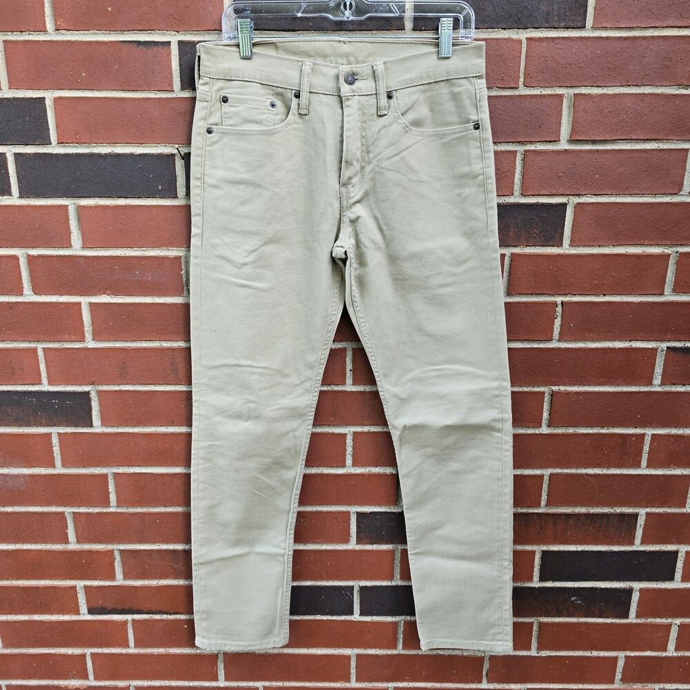 Levis 502 Khaki Tan Denim Tapered Jeans Mens 29 x 32 Excellent Condition